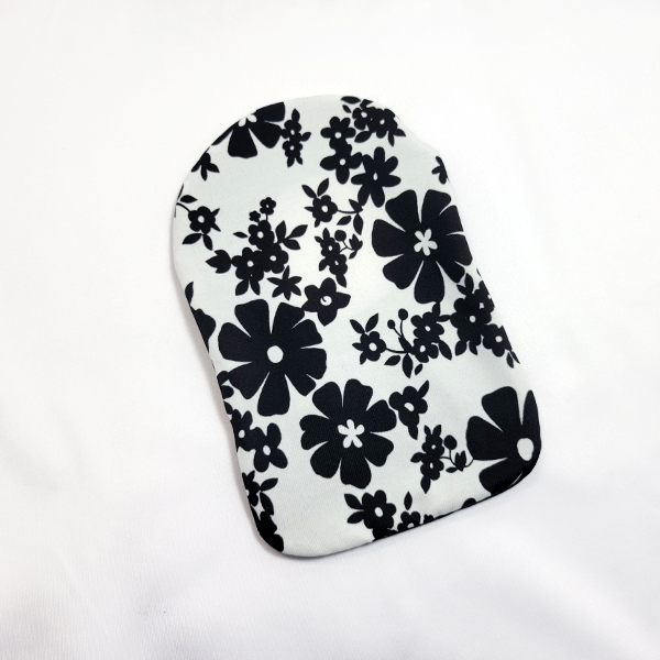 Black on White Flowers Ostomy Pouch Cover | PouchWear.com