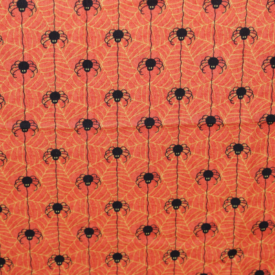Solid & Print Fabric Specialization | Spiders on Orange